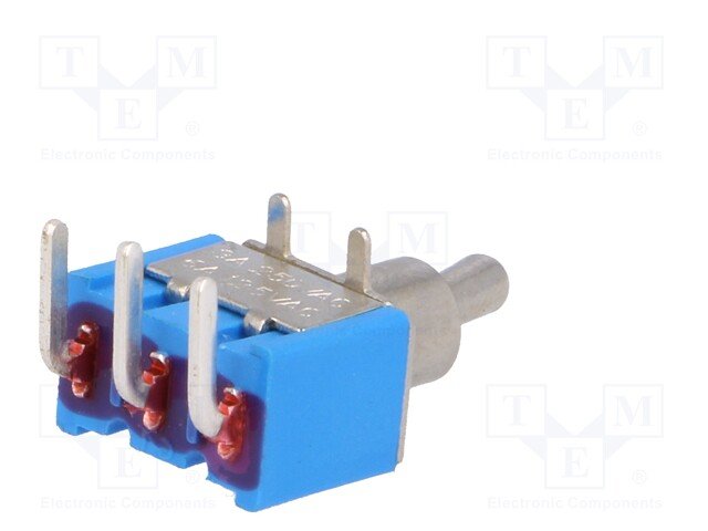 Tumblers, SPDT, ON-ON, 3A/250VAC, Ø6mm, lodēšanai, PCB, 13.2x7.9x9.5mm, ar fiksaciju, leņkisks