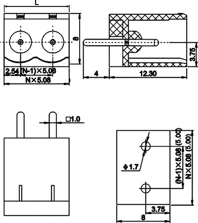 Terminal blocks PCB, štekers, 6pin, 5.08mm, 12A, taisns