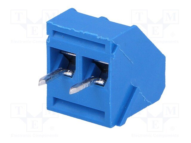 Terminal Blocks PCB, ar skrūvēm, 2pin, 5mm, 2.5mm2, 250V/16A, 12.5x12.x10mm, leņķisks, 45°