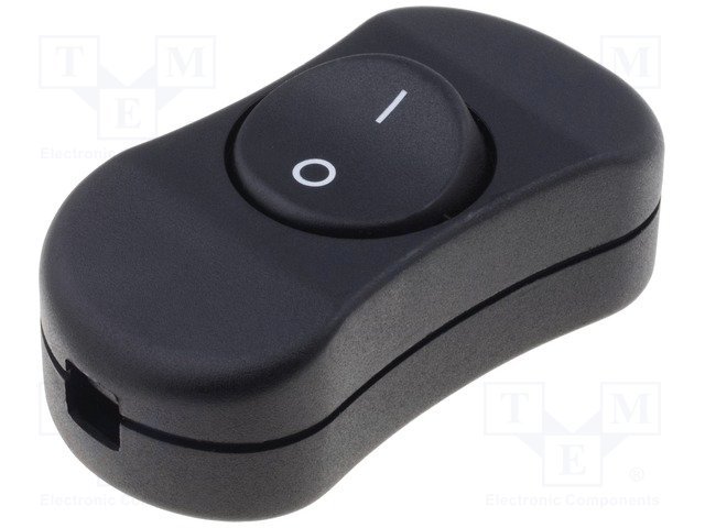 Taustiņslēdzis tikla vadam, SPST, OFF-ON, 3A/250VAC, 60x30x19mm, melnā krasa, ar fiksāciju