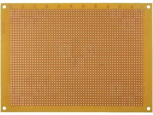 Maketēšanas plate 115x160mm ar caurumiem, getinaks, vienkārtēji kontakti, 1.5mm