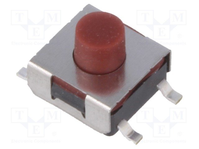 Mikroslēdzejs horizontāls, SPST-NO, OFF-(ON), 0.05A/12VDC, SMD, 6.2x6.2x2.85mm, 1.6N, L=2.3mm