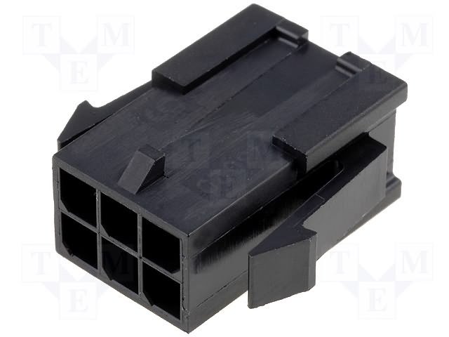 6pin(2x3), MicroFit, korpuss "mama" uz vadam, bez kontaktiem, solis=3x3mm, 5A