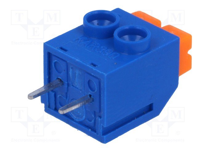 Terminal Blocks PCB, ar pogas fiksāciju, 2pin, 5mm, 1.5mm2, 300V/8A, 10x12x10mm