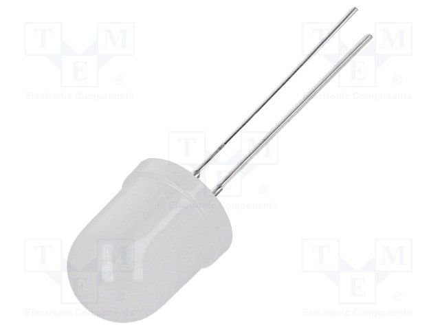 10mm, sarkana, 1120...1560mcd, 60°, 1.8...2.4V/20mA, 625nm, mātetā, gaismas diode
