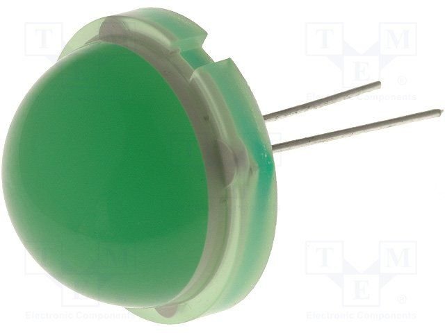 20mm, zaļa, 40...75mcd, 5.55V/20mA, 565nm, 120grad, gaismas diode