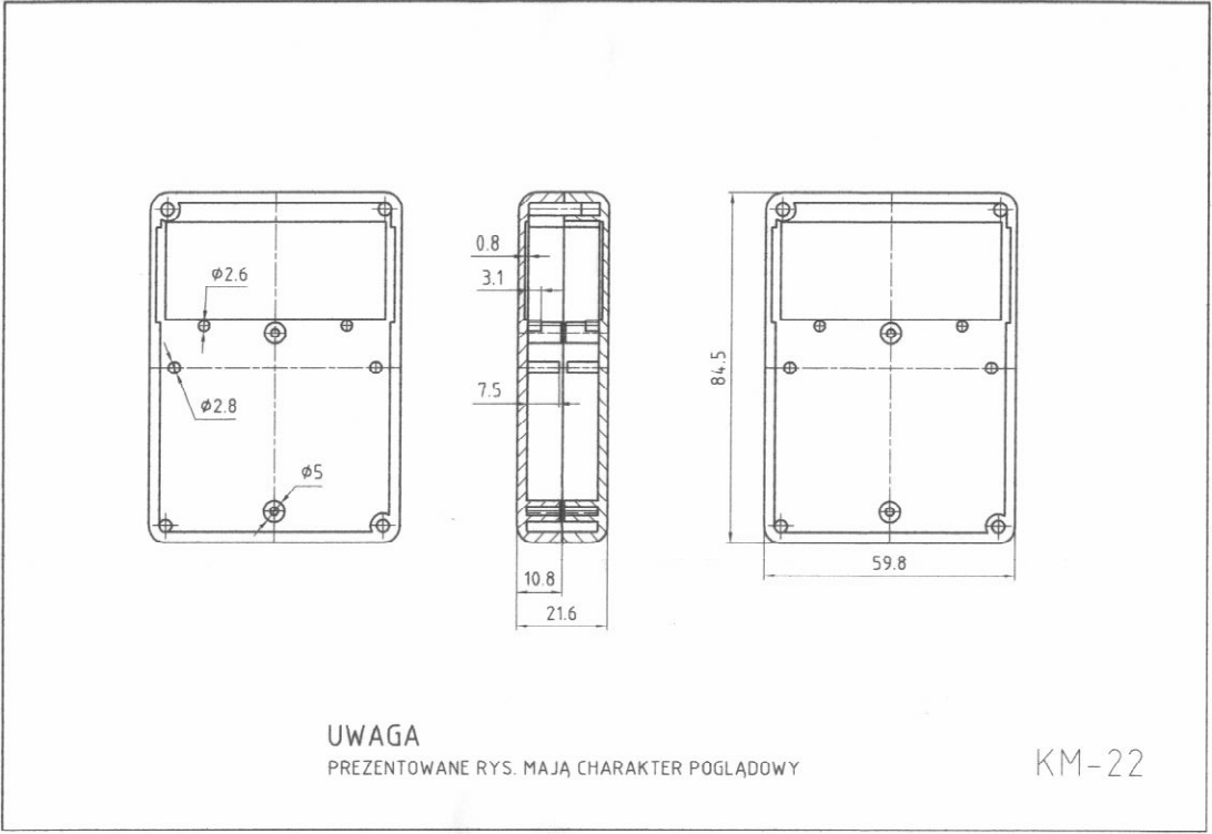 Plastmasas korpuss, 60x85x22mm, ABS, pelēkā krasa