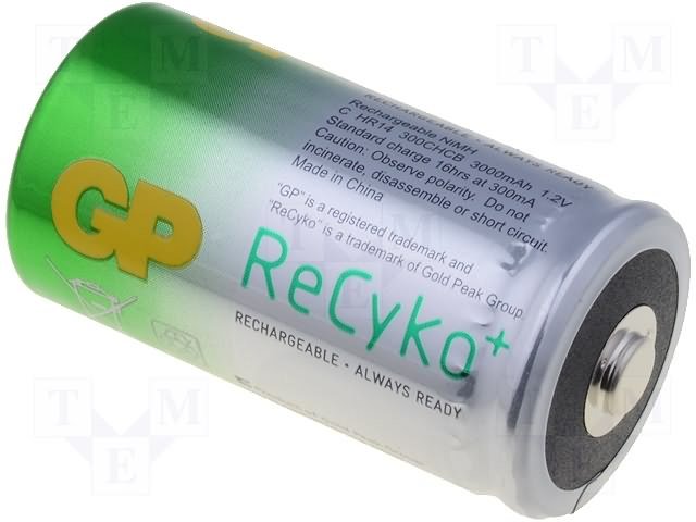 Akumulatori C, (R14), GP(ReCyko), NI-MH, 3000mAh, 1.2V, 78gr.