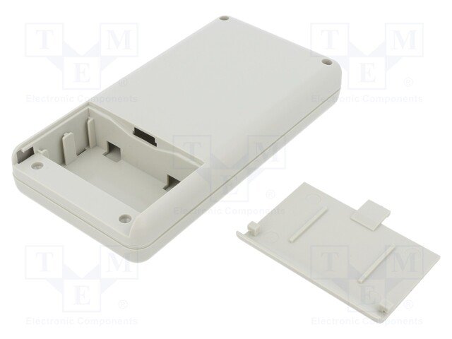 Plastmasas korpuss, 70x135x24mm, ABS, ar vāku baterijai, pelekā krasa