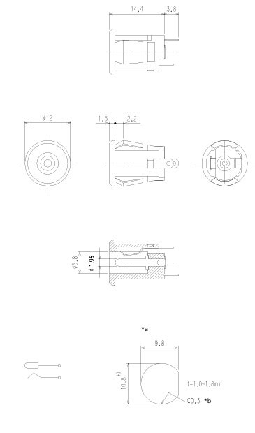 2.1*5.5mm, ligzda, ar sprūdiem (dia. 10.8mm), plastmasas, vadam, 0.5A/12VDC, LUMBERG
