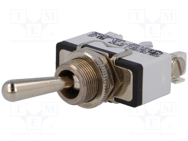 Tumblers, SP3T, ON-OFF-ON, 10A/250VAC, 5A/24VDC, screw terminals, M12, 29.5x14.5x15mm, APEM, ar fiksaciju