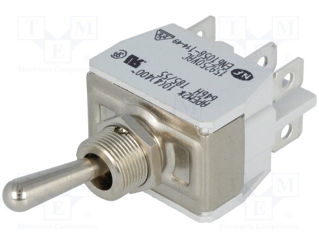 Tumblers, DPDT, ON-ON, 15A/250VAC, 15A/12VDC, lodēšanai, M12, 29.5x14x15mm, APEM, ar fiksaciju