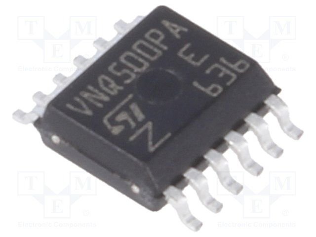 VNQ500PEP-E SMD Mikroshēma, QUAD CHANNEL HIGH SIDE DRIVER, 36V, 0.4A, 500mΩ, PowerSSO12