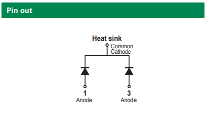 WNS40H100CBJ, SMD, 2xDiodes Schottky, 100V, 2x20A, (Anod-Katod-Anod) (---|>|---/---|<|---), TO-263