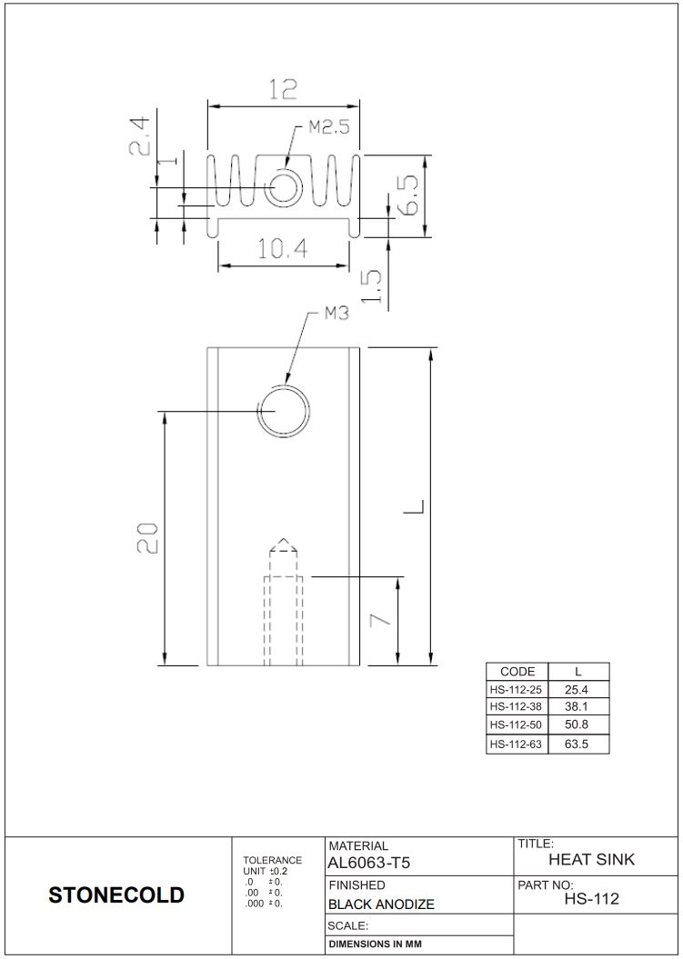 Radiators 12x26x7mm, 10K/W, TO220, aluminijs, melna krasa