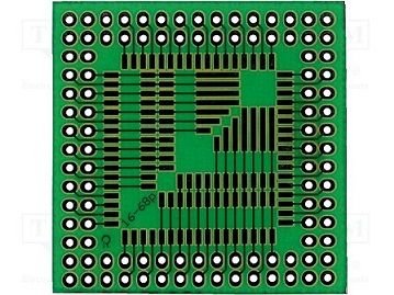 Maketēšanas plate, SMD, 40x40mm, PLCC16, PLCC20, PLCC24, PLCC28, PLCC44, PLCC52, PLCC68, solis=2.54mm, stikltekstolits, 1.5mm