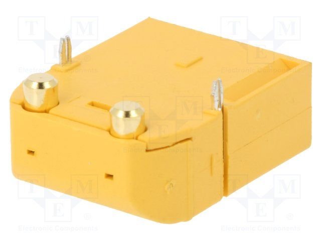 2Pin, XT90, "papa", 500V, 40A, lodejama PCB, leņķisks