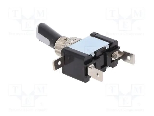 Tumblers, SPST, OFF-ON, 20A/12VDC, LED12VDC, sarkans/zaļš, 6.3x0.8mm, M12, 28.6x16x19.9mm, poliamids, CSI, ar fiksaciju