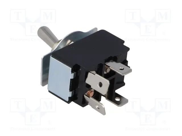 Tumblers, DPST-NO, OFF-ON, 20A/12VDC, konektori 6.3mm, M12, 32.2x19x19mm, ar fiksaciju