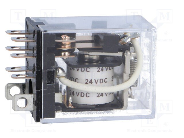 Relejs DC24V, DPDT, 2x10A/250VAC, 2x10A/24VDC, 650Ω(6.9mA), divi kontakti uz pārslēgšanu, 28x21.5x36mm, OMRON