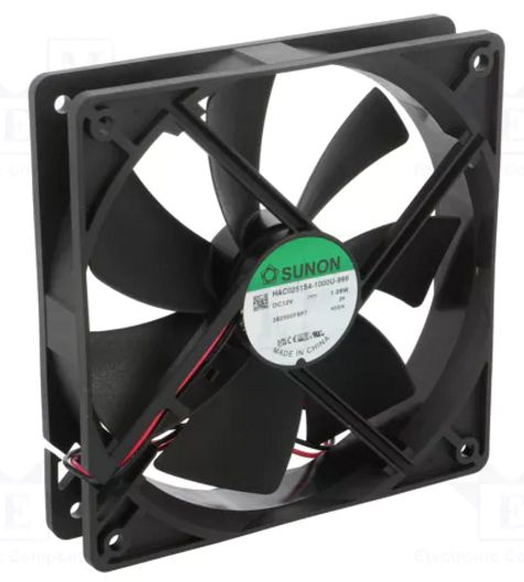 120x120x25mm, DC12V, slīdgultnis, 93.5m3/h, 28.8dBA, 1600rpm, 1.06W Ventilators