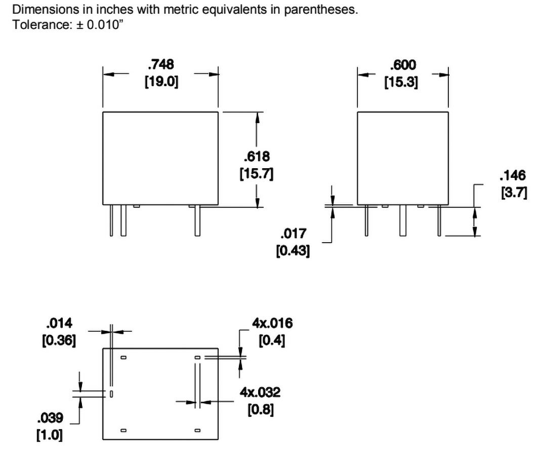 Relejs DC18V, SPDT, 10A/250VAC, 10A/30VDC, 900Ω(20mA), viens kontakts uz pārslēgšanu, 19x15.3x15.7mm, ZETTLER