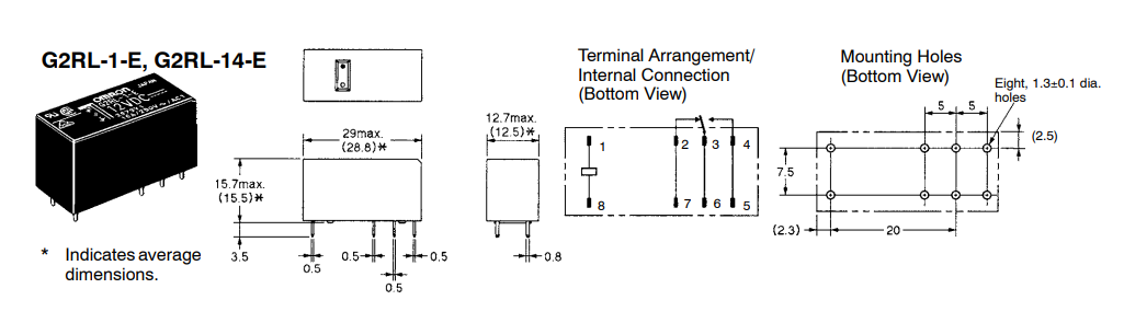 Relejs DC5V, SPDT, 16A/250VAC, 16A/24VDC, 62.5Ω(80mA), viens kontakts uz pārslēgšanu, 29x12.7x15.7mm, OMRON