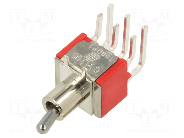 Tumblers, DPDT, ON-ON, 2A/250VAC, 5A/28VDC, Ø6mm, lodēšanai, PCB, 12.7x11.43x12.7mm, ar fiksaciju, leņkisks