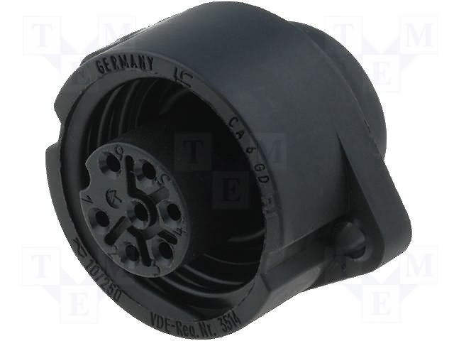 7Pin rūpņiecības savienotājs sasijai "mama" ligzda, 10A/250V, IP67, apaļš, serija CA