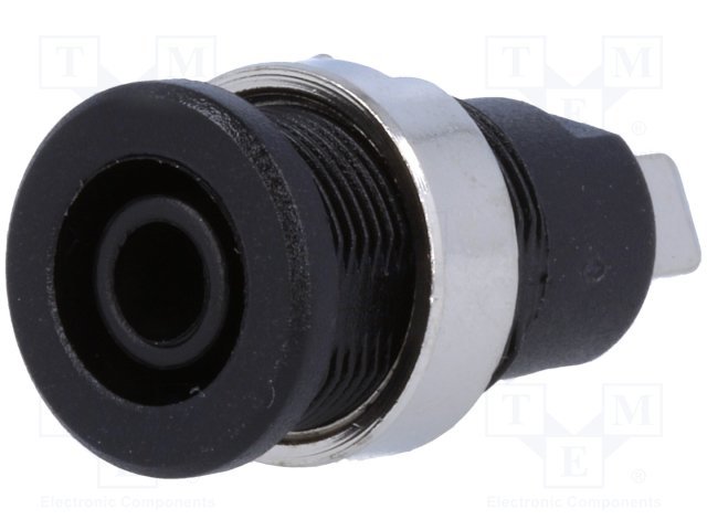 Testera ligzda, 4mm, 32A/60VDC, šasijai, melnā krasa