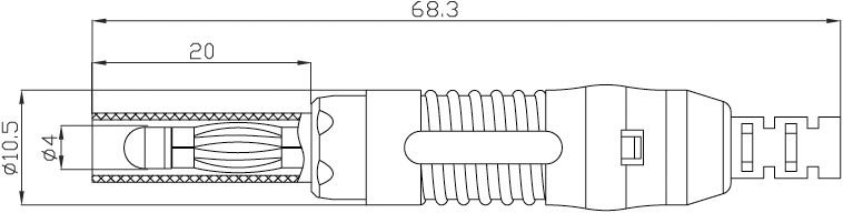 Testera štekers, 4mm, 32A/60VDC, L=68.3m, sarkanā krasa