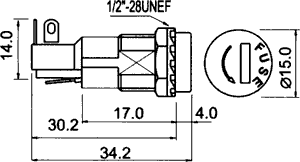 Drošinātāju turētājs 5x20mm, 10A, 250VAC, par paneļu