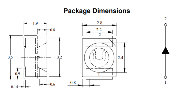 Gaismas diode SMD, neitrals balts(4200K), 3528, PLCC2, 1700...3000mcd, 2.8...3.4V/20mA, 120grad., PLCC2