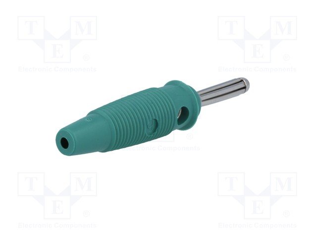 Testera štekers, 4mm, 10A/60VDC, L=60mm, zaļā krasa, Hirschmann