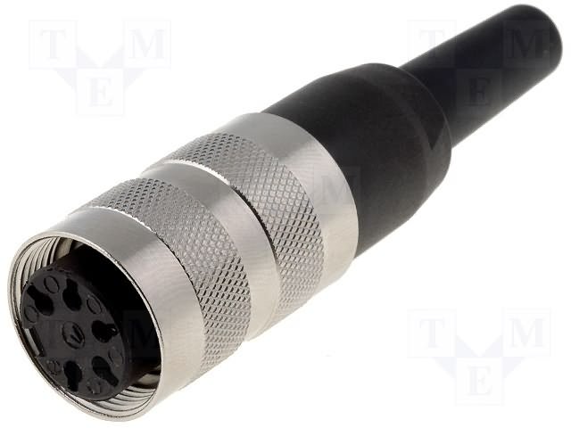 5Pin rūpņiecības savienotājs uz vadu "mama" dakša, 5A/300V, IP40, Ag, 270grad., apaļš, serija C091A