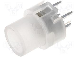 Poga SPST-NO, OFF-(ON), 0.01A/35VDC, PCB, LED2.2VDC, sarkans, Ø12mm, bez fiksacijas