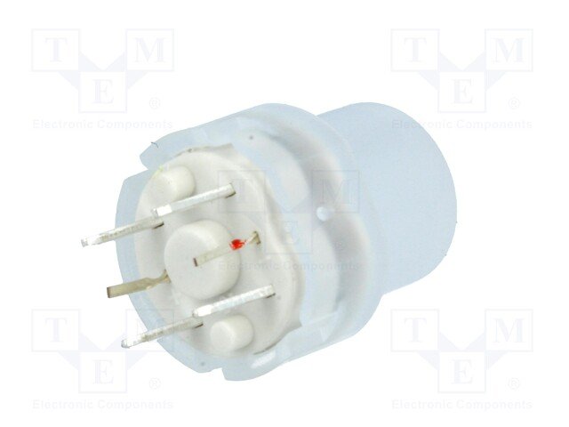 Poga SPST-NO, OFF-(ON), 0.01A/35VDC, PCB, LED2.2VDC, sarkans, Ø12mm, bez fiksacijas