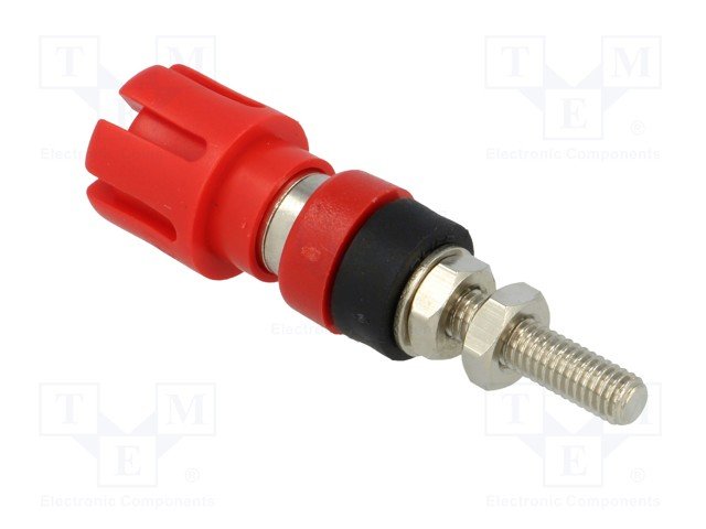 Testera ligzda, 4mm, L=58mm, 30A/60VDC, šasijai, sarkana krasa