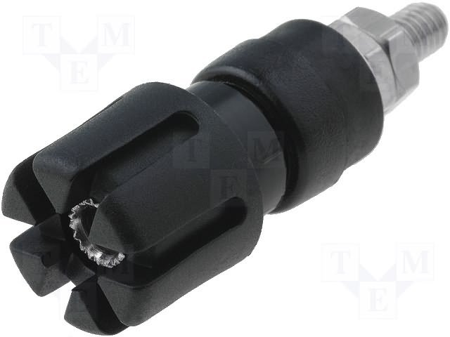 Testera ligzda, 4mm, L=58mm, 30A/60VDC, šasijai, melna krasa