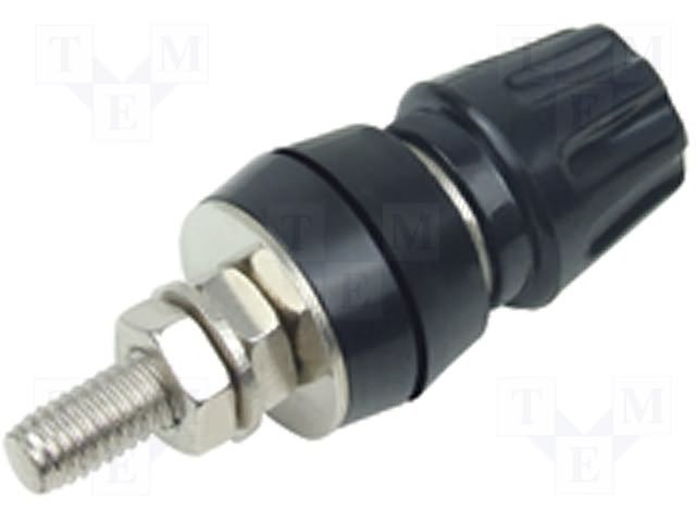 Testera ligzda, 4mm, 50A/60VDC, L=57mm, šasijai, melna krasa