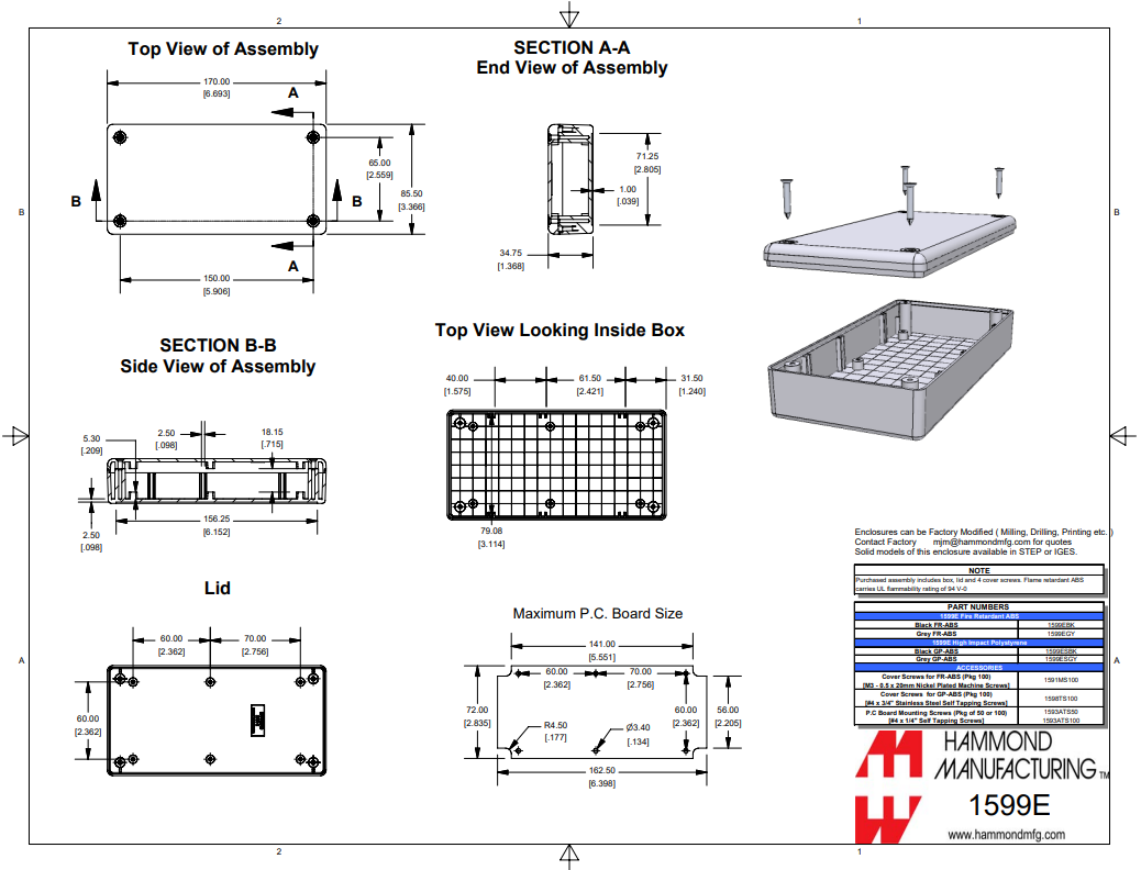 Plastmasas korpuss, 85x170x35mm, IP54, ABS, pelēkā krasa
