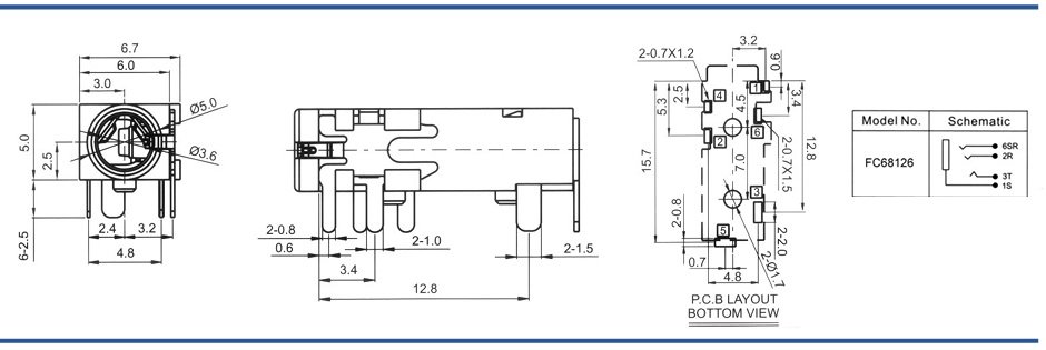 3.5mm (4 kont.) ligzda, stereo+video, plastmasas, THT, 5x6x15mm, CLIFF