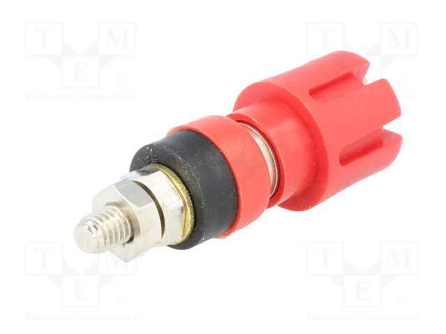 Testera ligzda, 4mm, L=48mm, 30A/60VDC, šasijai, sarkana krasa