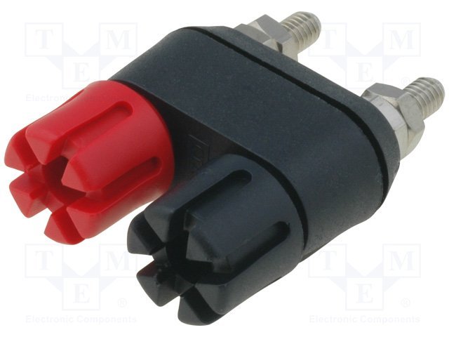 Testera 2*ligzda (melns+sarkans), 4mm, 30A/60VDC, šasijai