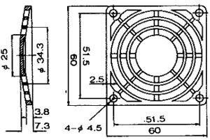 Aizsardzības režģis ventilatoram, 60x60mm, plastmasas