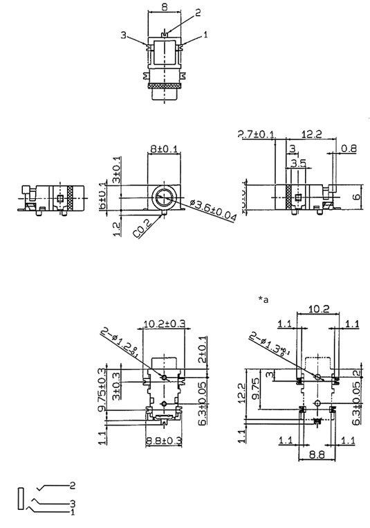 3.5mm ligzda, stereo, plastmasas, SMD, LUMBERG