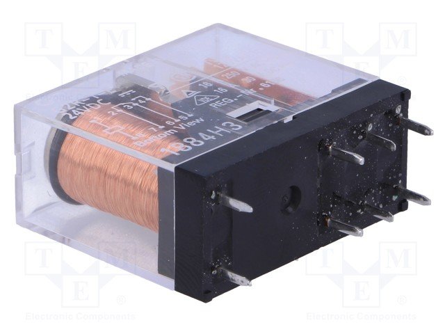 Relejs DC24V, SPDT, 16A/250VAC, 16A/30VDC, 1100Ω(21.8mA), viens kontakts uz pārslēgšanu, 29x13x25.5mm, OMRON