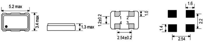6.00MHz, SMD Kvarca ģenerators, CMOS 15pF, ±50ppm, 5.2x3.4x1.3mm, 3.3V, Pēc iepriekšēja pasūtījuma