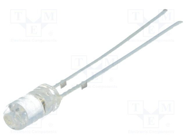 3mm, zila, 220..330mcd, 110°, 2.8..3.6V/20mA, 455-465nm, caurspidīga, gaismas diode, plakana