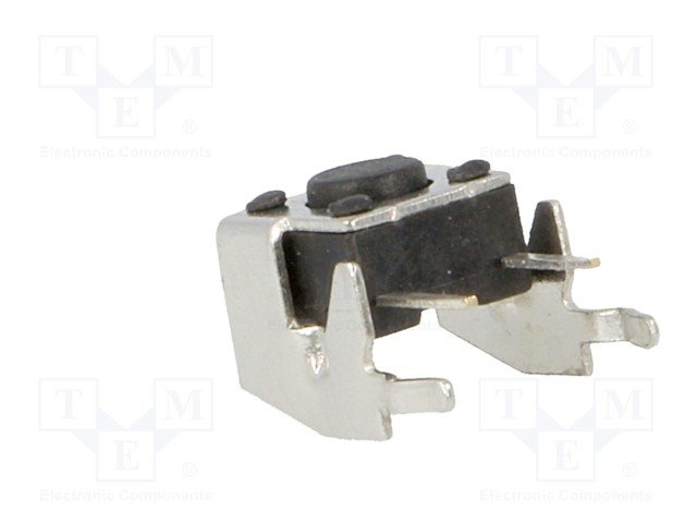 Mikroslēdzejs leķisks, SPST-NO, OFF-(ON), 0.05A/12VDC, THT, 6x6x4mm, 1.6N, L=0.8mm, ar zeme